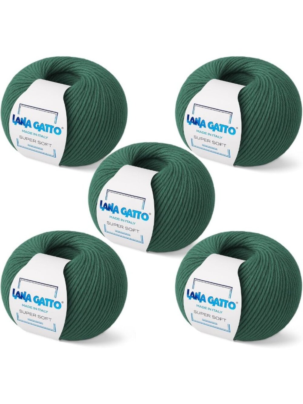 Extrafine 100% Merino Wool Yarn - Super Soft Knitting Yarn, Green, 5-Pack